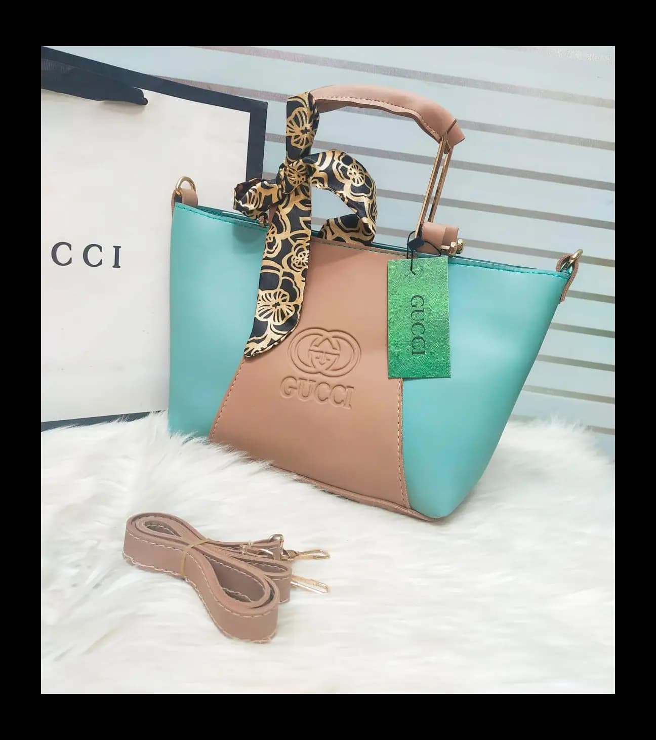 High Quality Gucci Handbag With Random Scarf And Long Belt